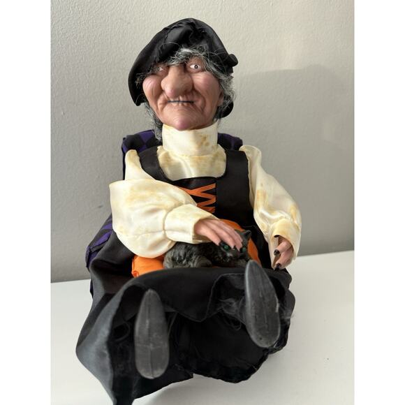 Gemmy Industries Vtg 1995 Halloween Witch Chair Cat Animated Lights Sounds Works - Picture 3 of 7